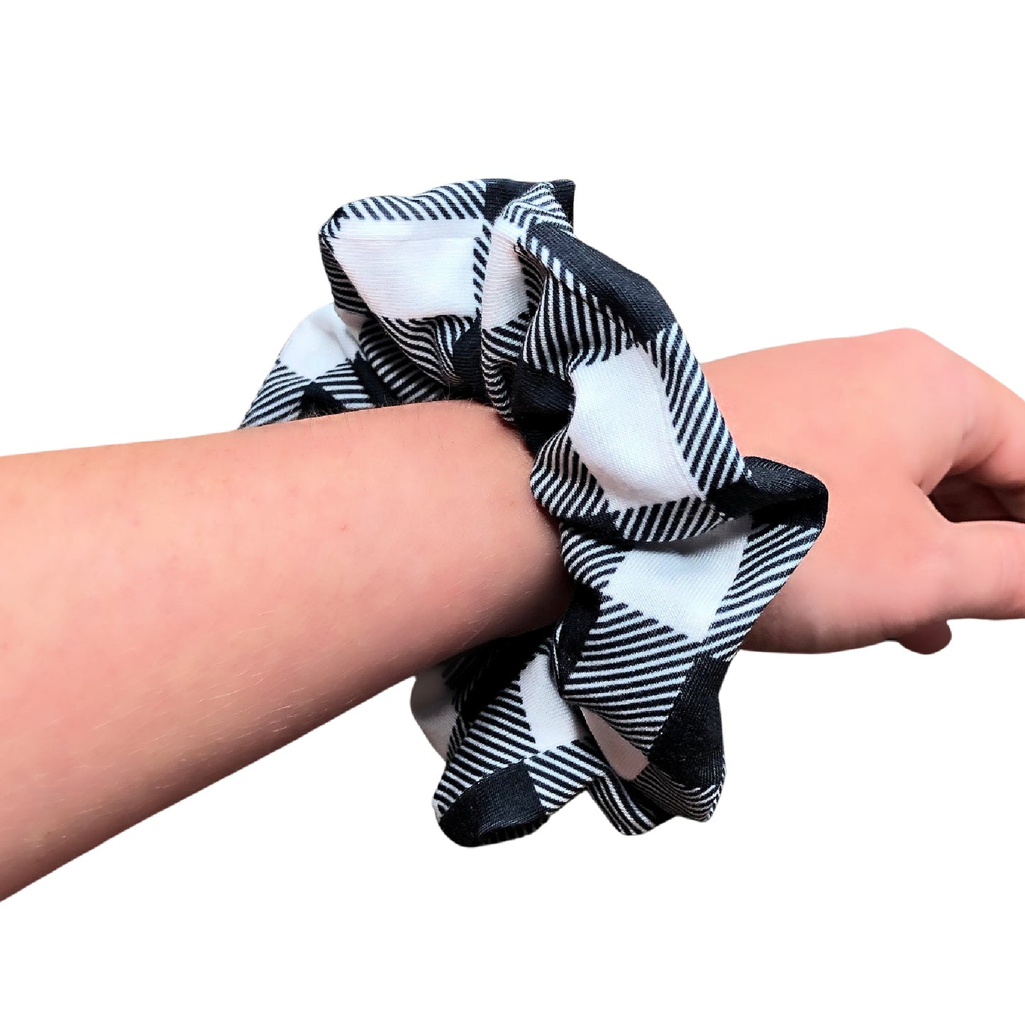 Black and White Buffalo Plaid Scrunchie