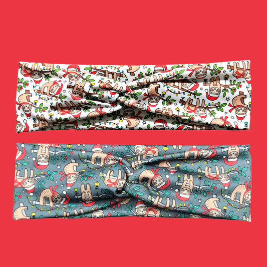 Christmas Sloth Print Headband