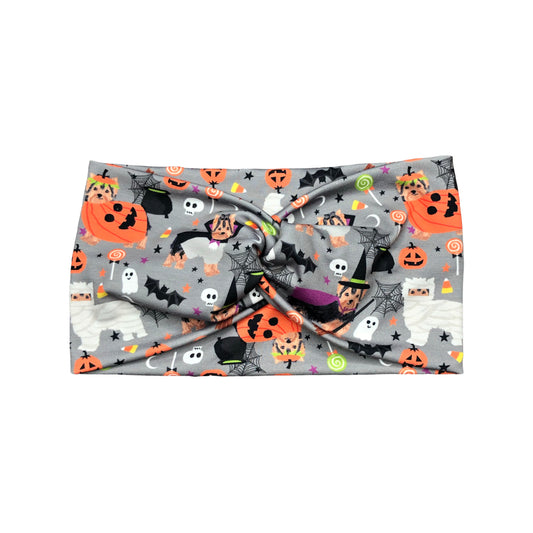 Wide Gray Halloween Costume Yorkie Dog Headband for Women