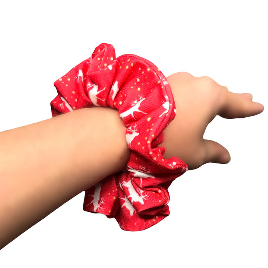 Red Reindeer Christmas Scrunchie