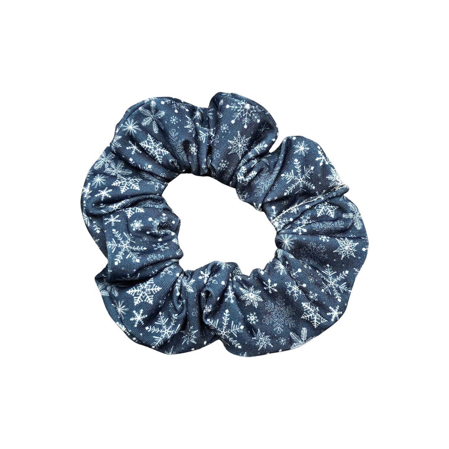 Navy Blue Snowflake Scrunchie