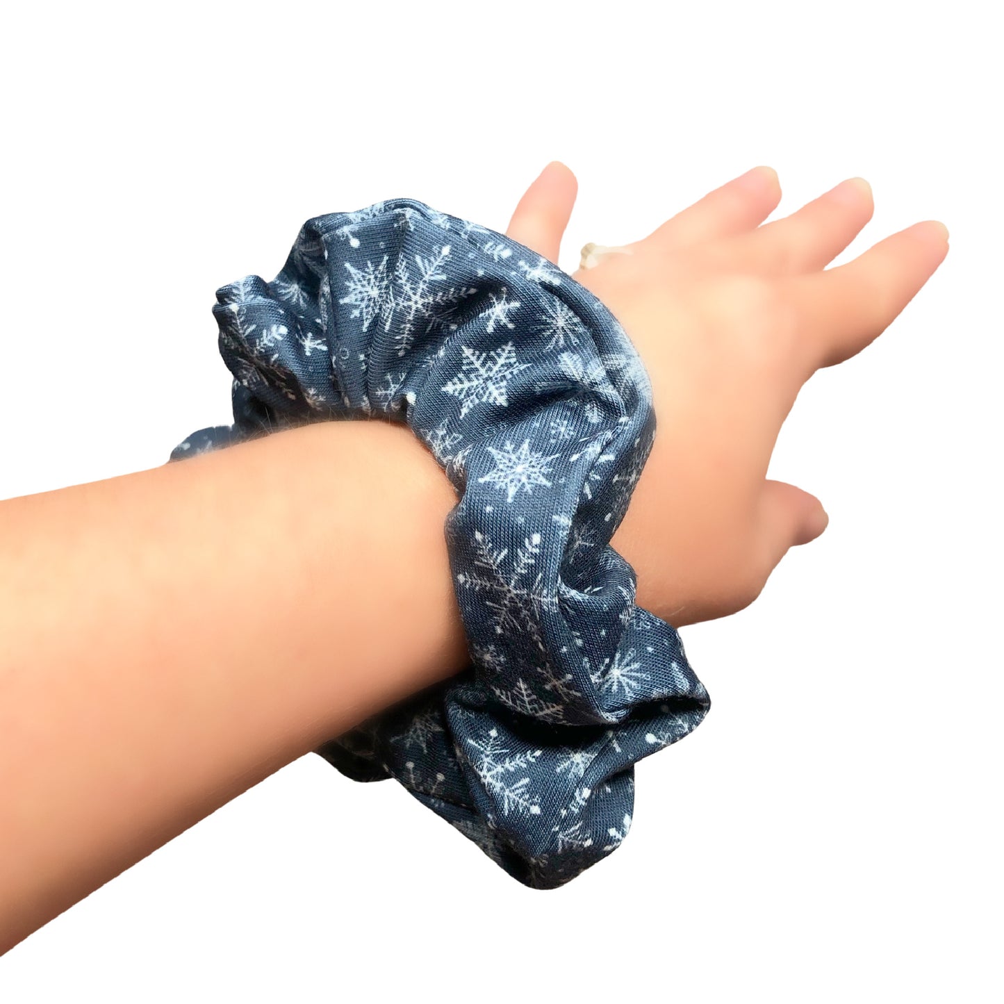 Navy Blue Snowflake Scrunchie