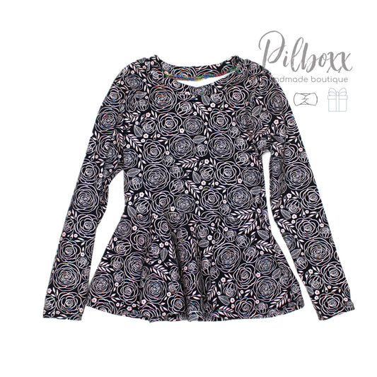 Size 6 Metallic Floral Peplum Top
