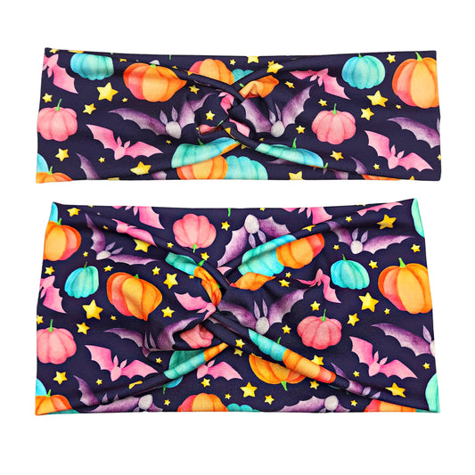 Purple Pumpkins and Bats Headband