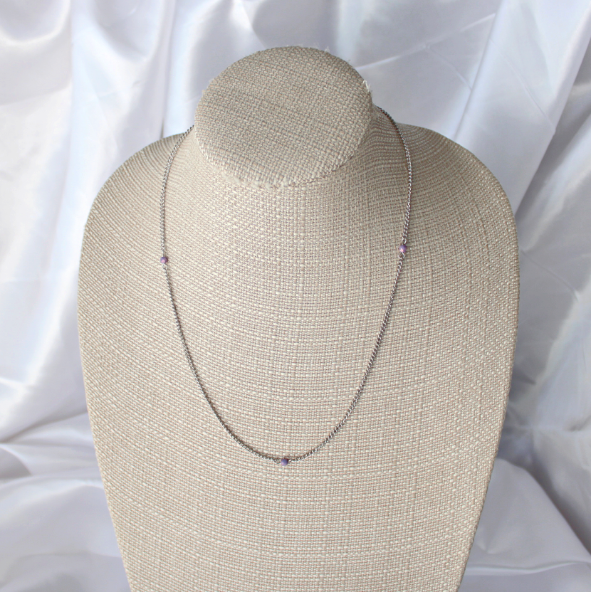 Purple Pearl and Crystal Layering Necklaces, OOAK