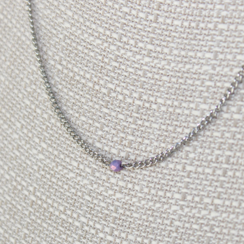 Purple Pearl and Crystal Layering Necklaces, OOAK