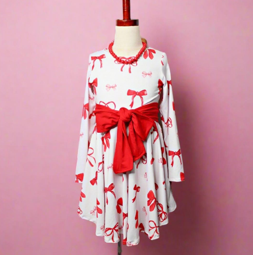 Valentine's Red Bow Dress for Girls, TAT 2 weeks