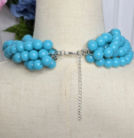 Ocean Blue Bead Statement Necklace