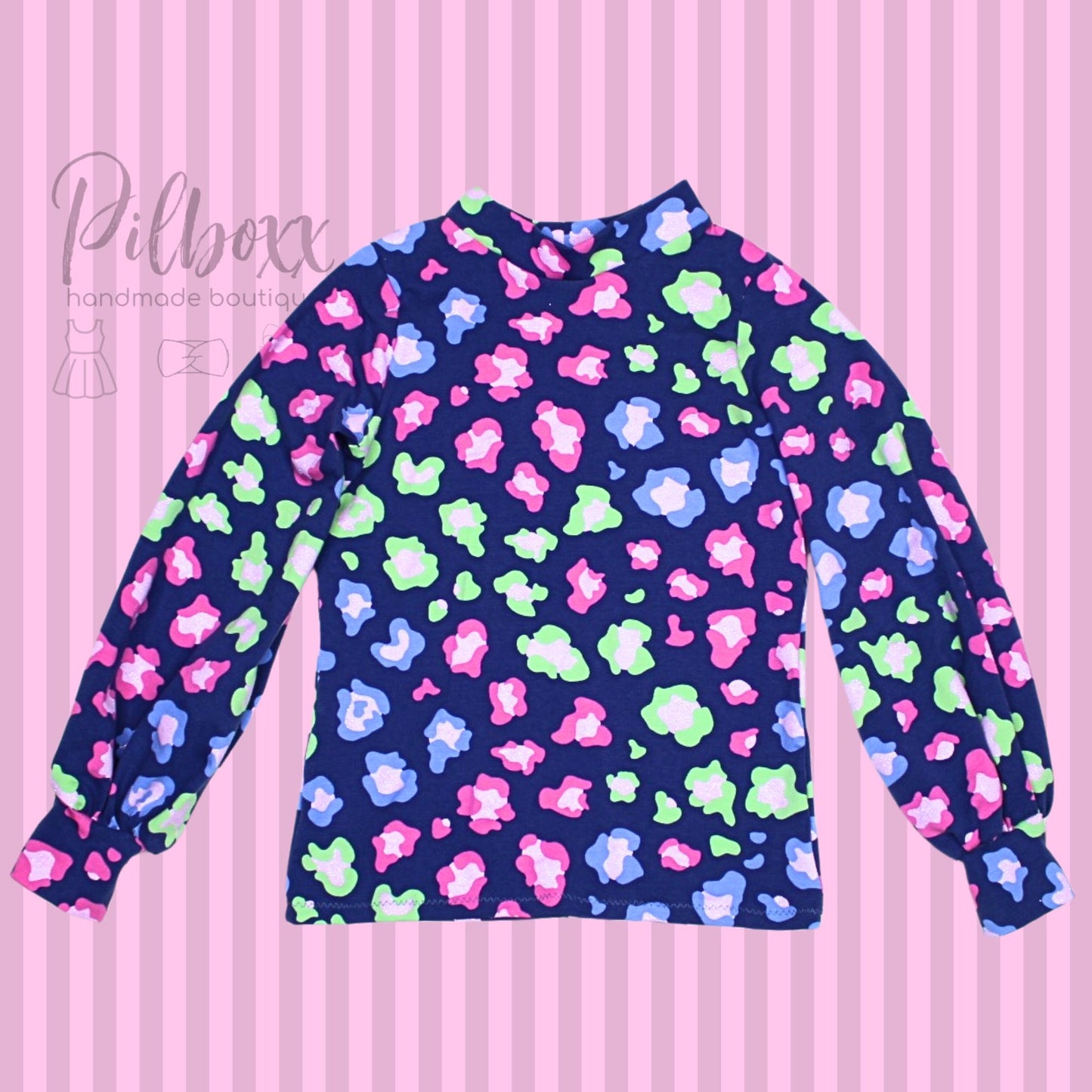 Glitter Cheetah Puffy Sleeve Top