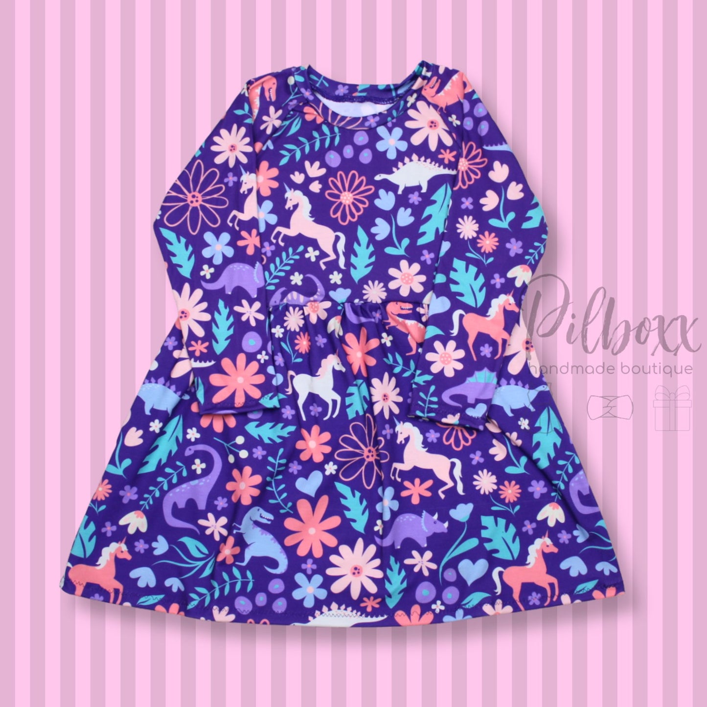 Unicorn and Dinosaur Dress Size 5