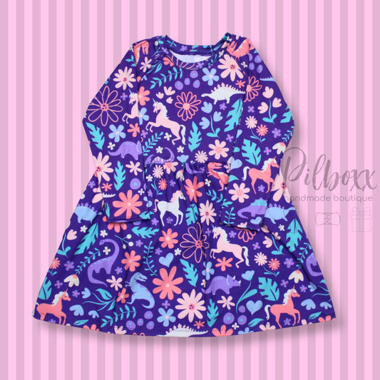 Unicorn and Dinosaur Dress Size 5