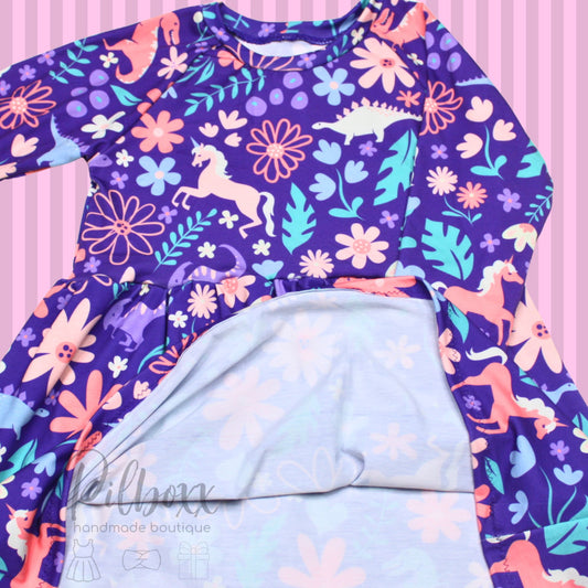 Unicorn and Dinosaur Dress Size 5