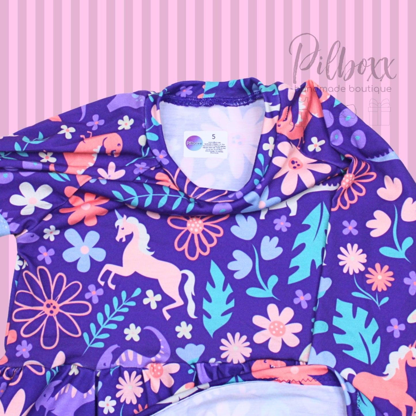 Unicorn and Dinosaur Dress Size 5