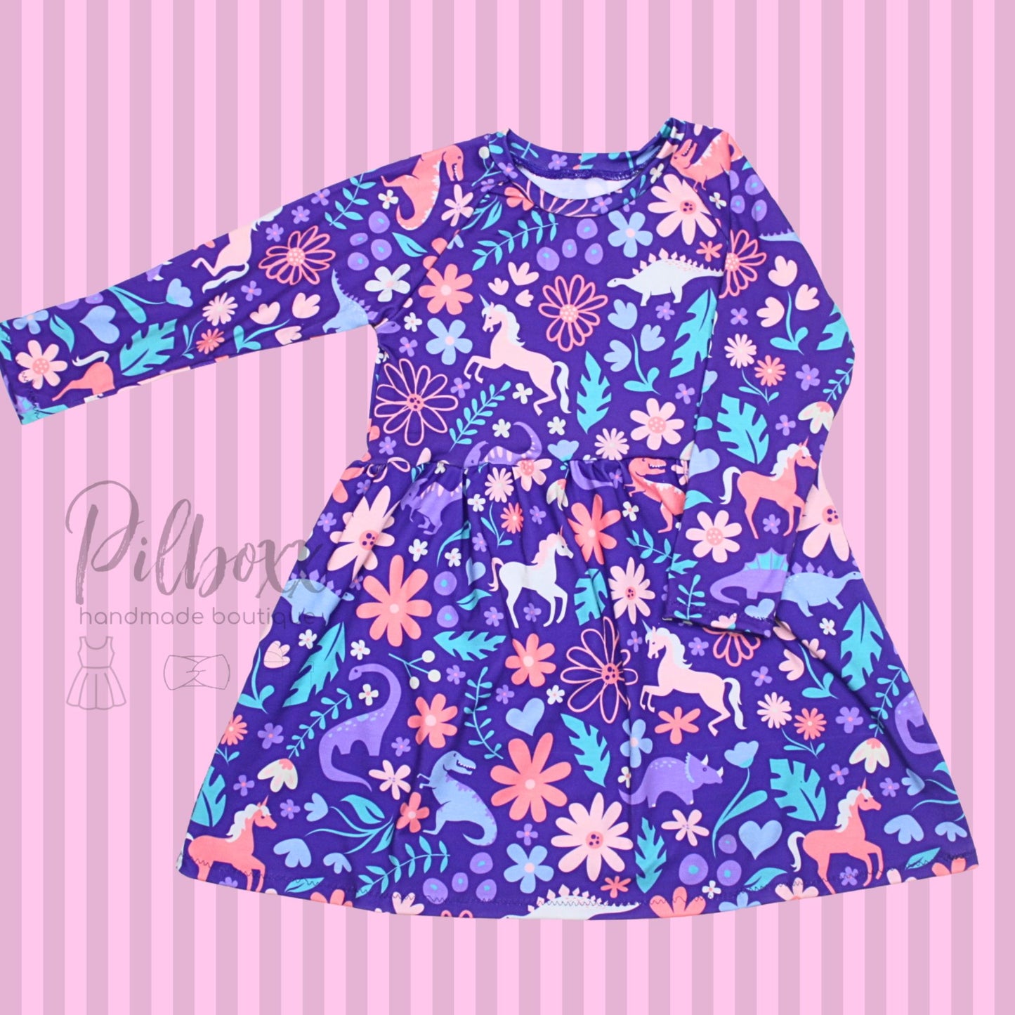 Unicorn and Dinosaur Dress Size 5