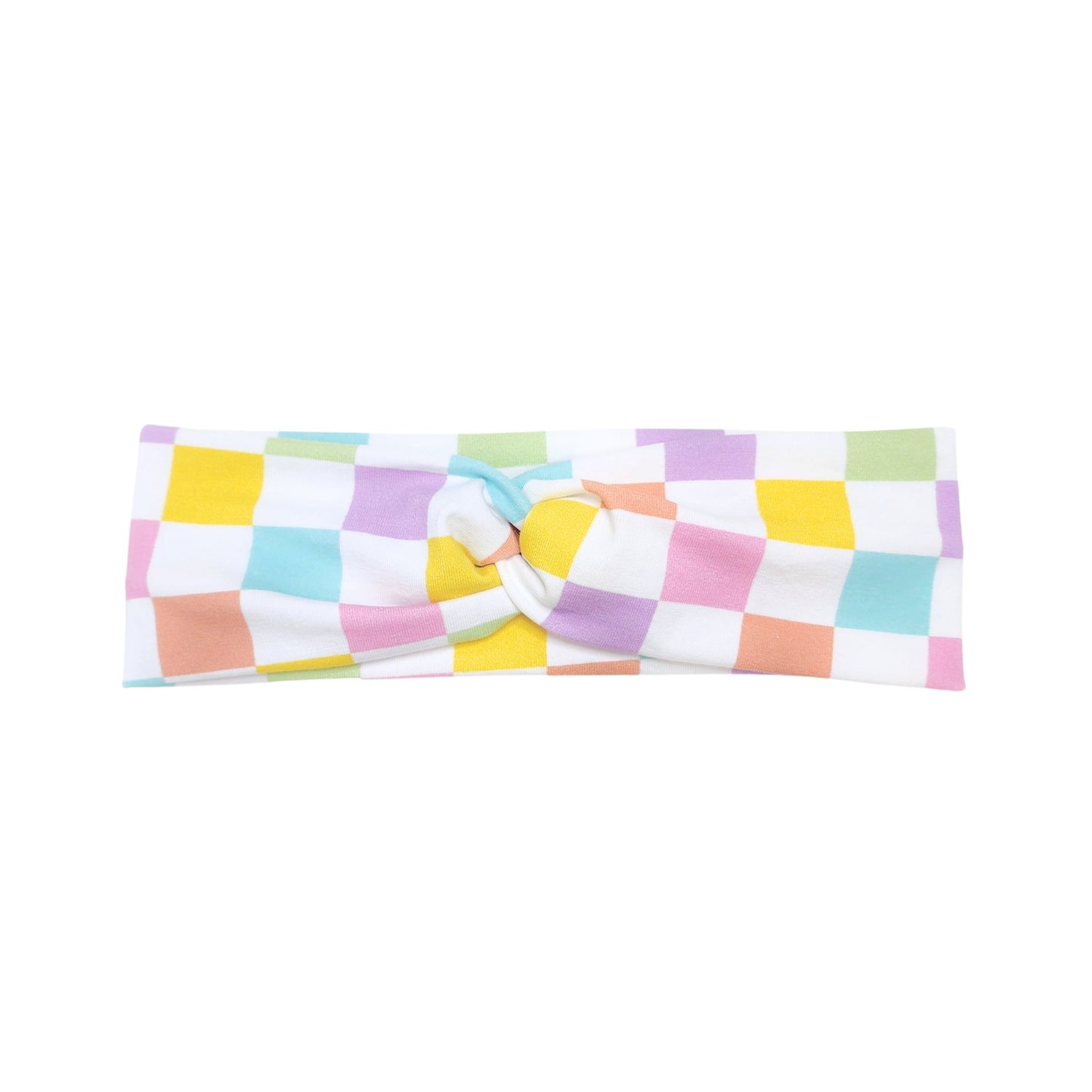 Pastel Checker Headband, Cotton Spandex