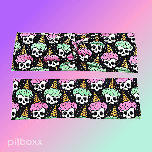 Ice Cream Skull Fabric Headband
