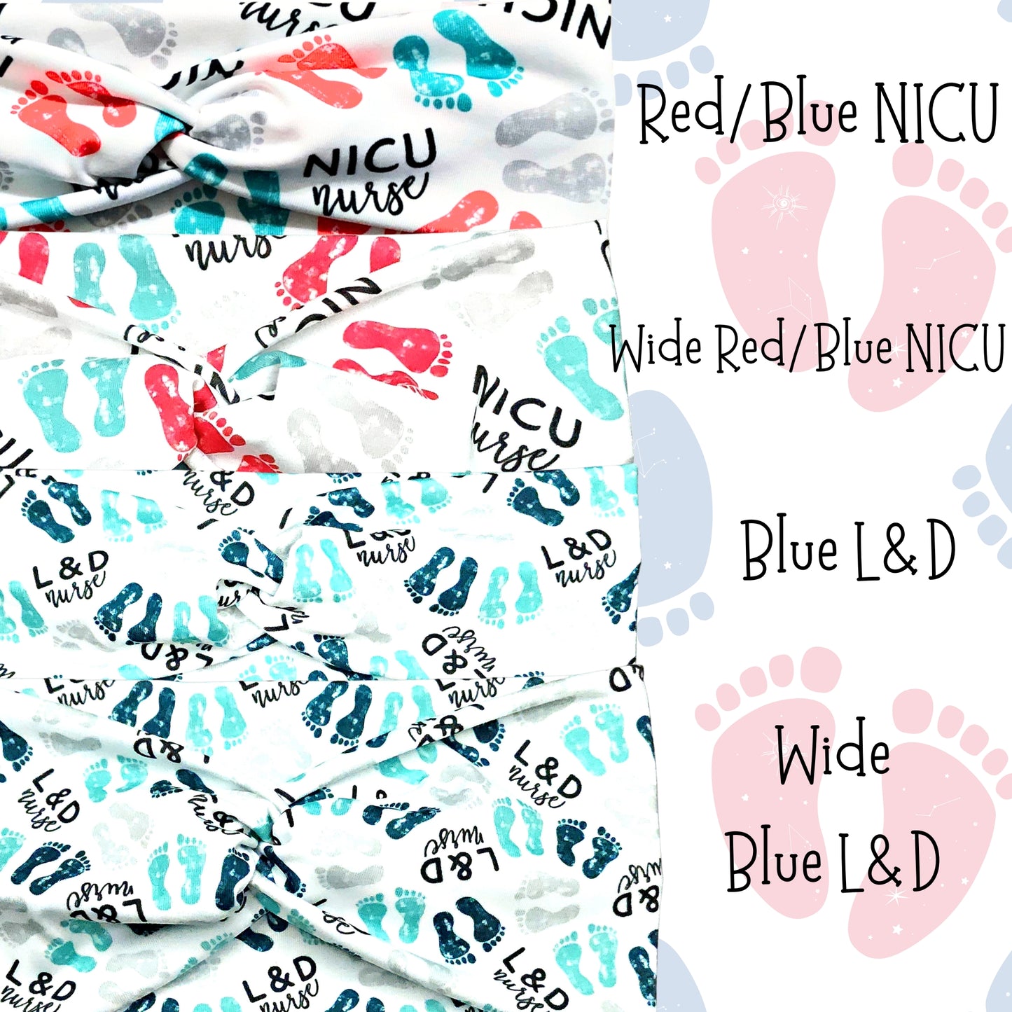 Baby Footprint NICU / L&D Headbands