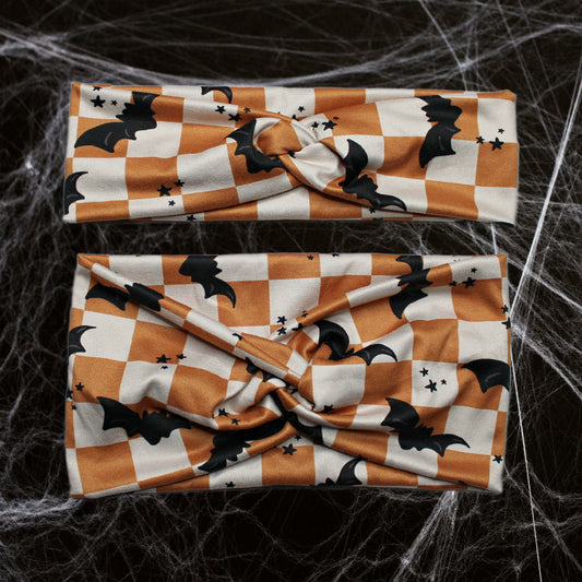 Checkered Bat Headband, Orange