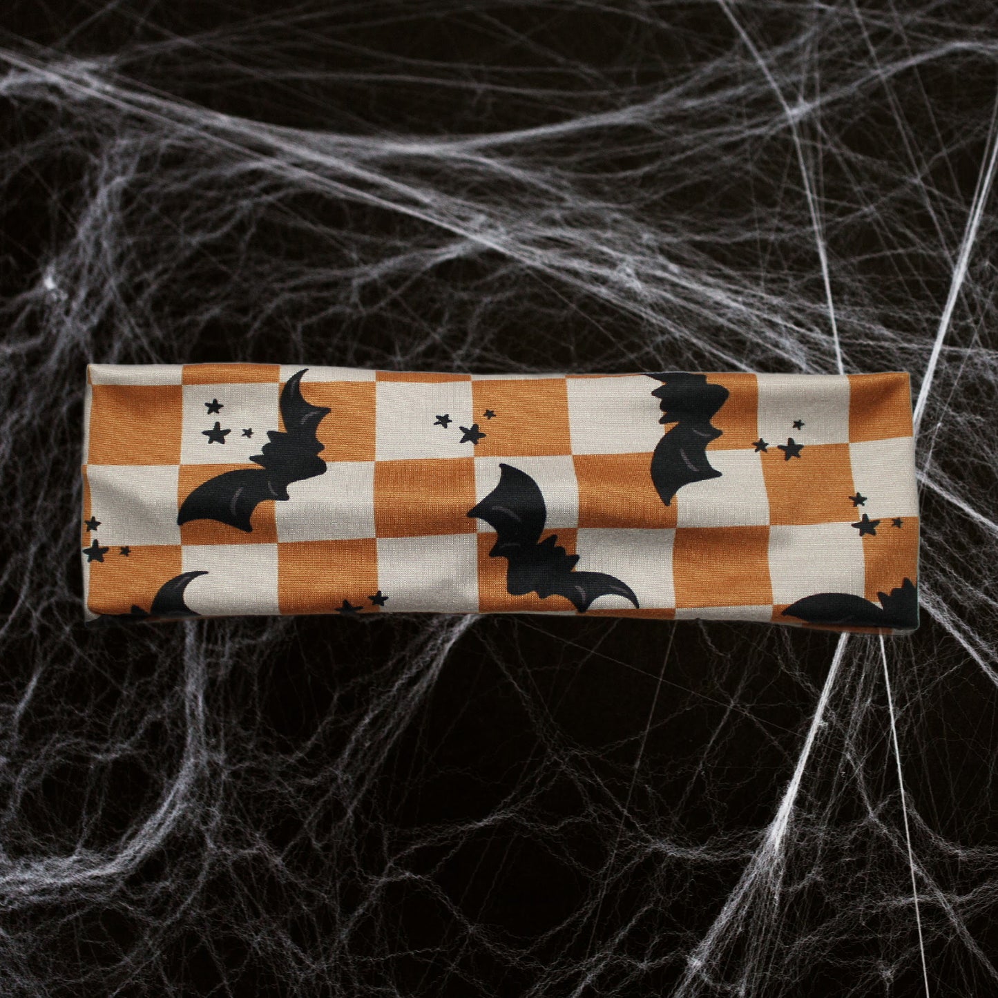 Checkered Bat Headband, Orange
