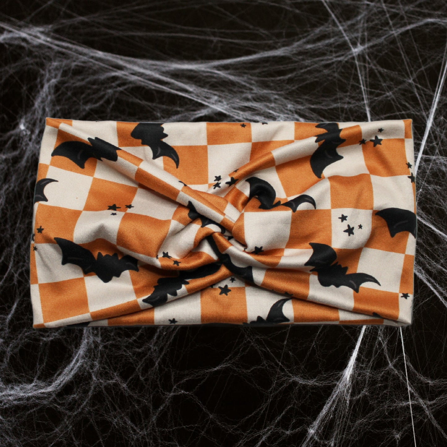 Checkered Bat Headband, Orange