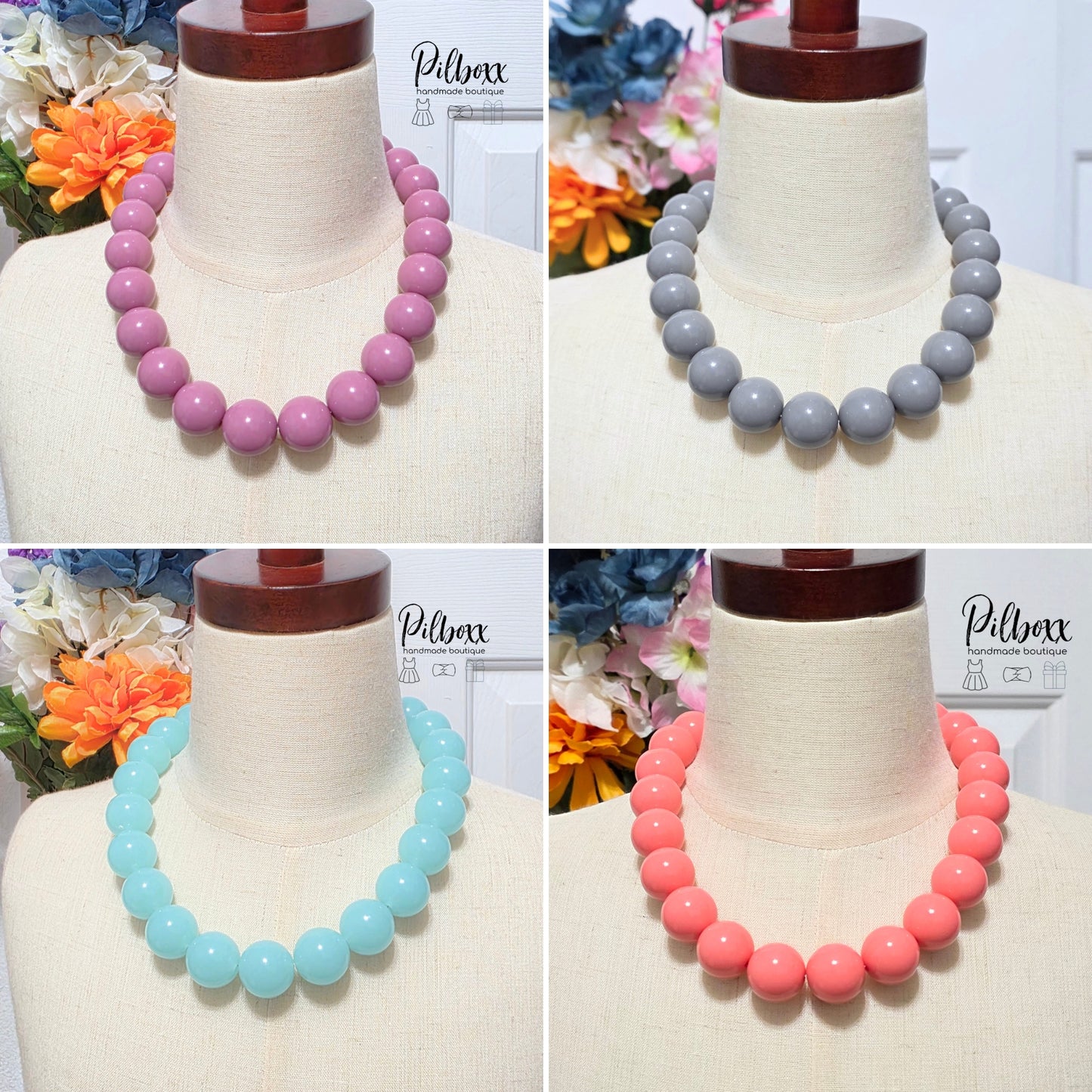 Chunky Bead Magnetic Necklace, 18"