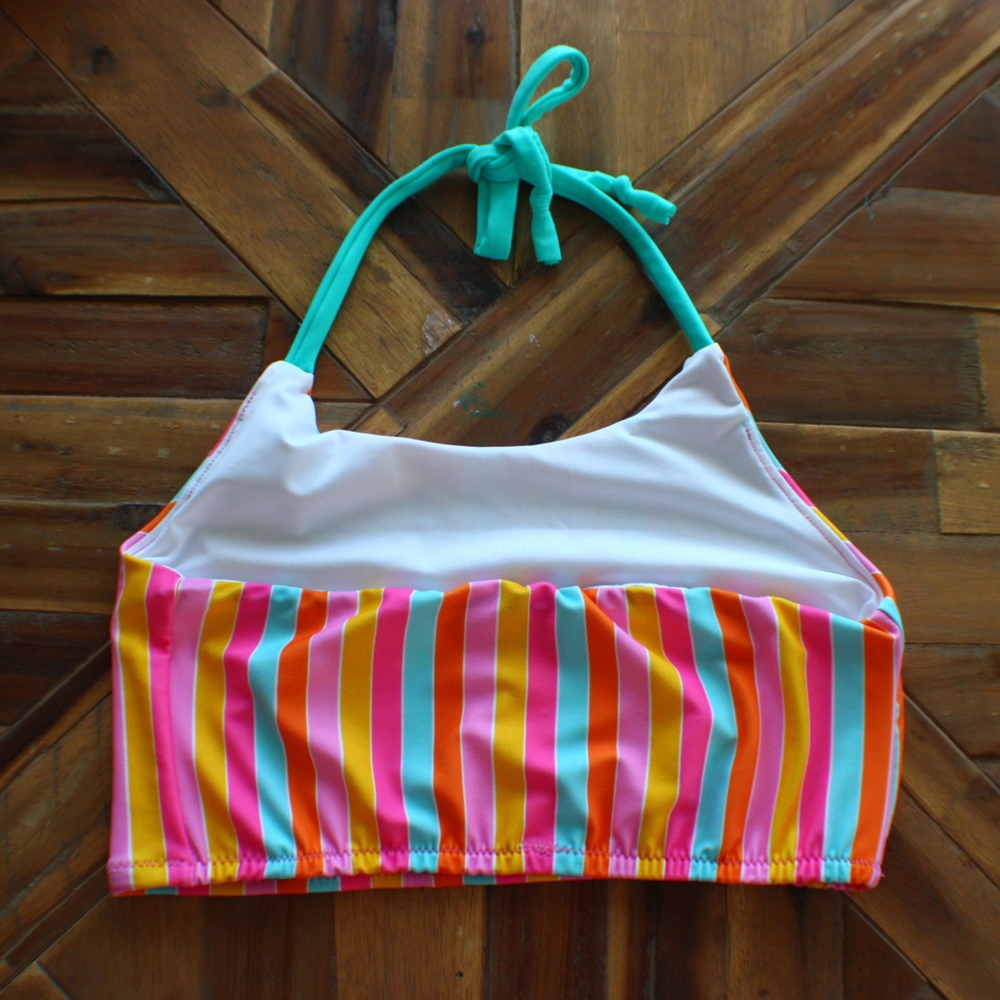Neon Stripe Bikini Top