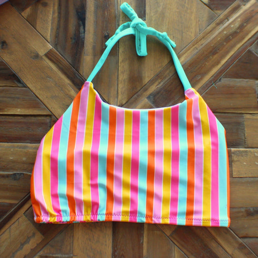 Neon Stripe Bikini Top