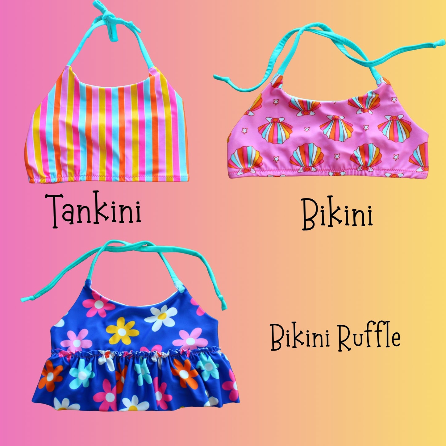 Neon Stripe Bikini Top