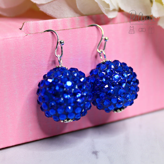 Blue Rhinestone Bead Earrings