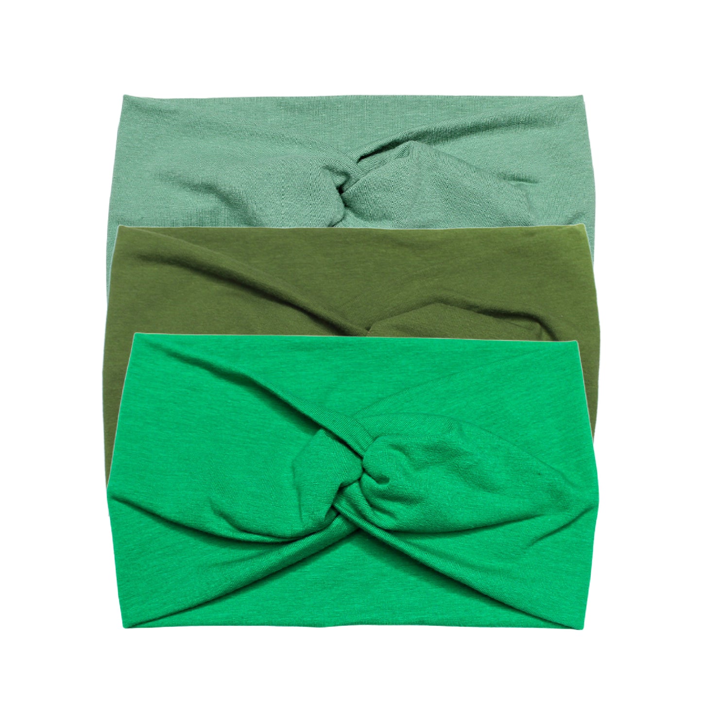 Wide Green Solid Twist Cotton Headband for Women