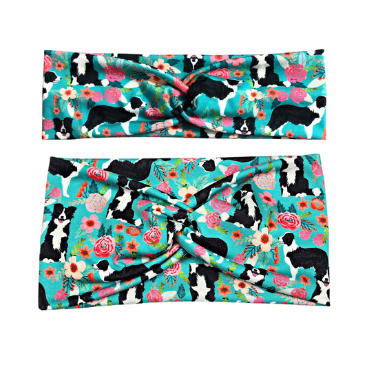 Border Collie Dog Print Headband