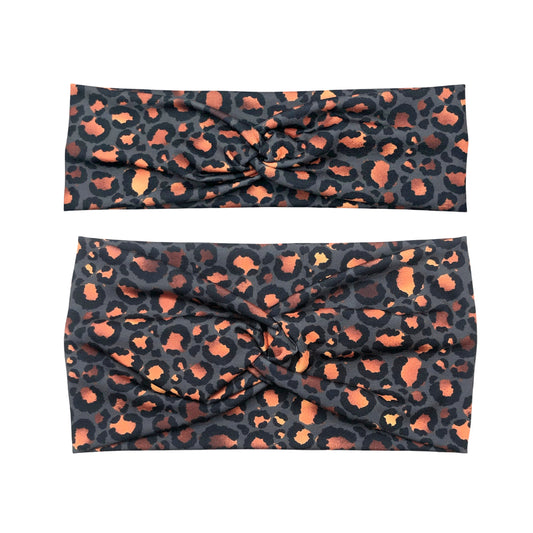 Charcoal Orange Leopard Print Headband