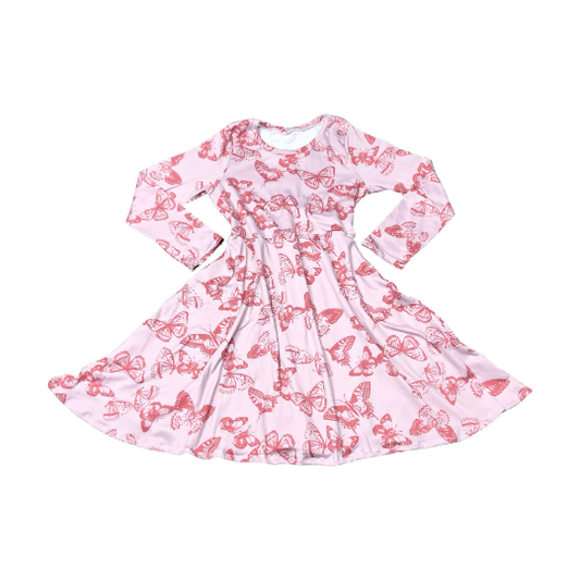 Pink Butterfly Skater Dress, Ready to Ship