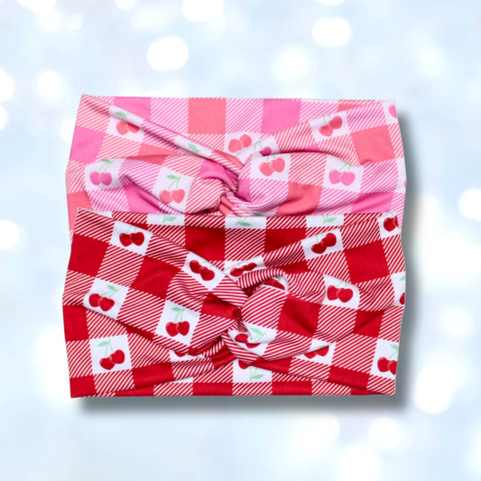 Cherry Plaid Headband