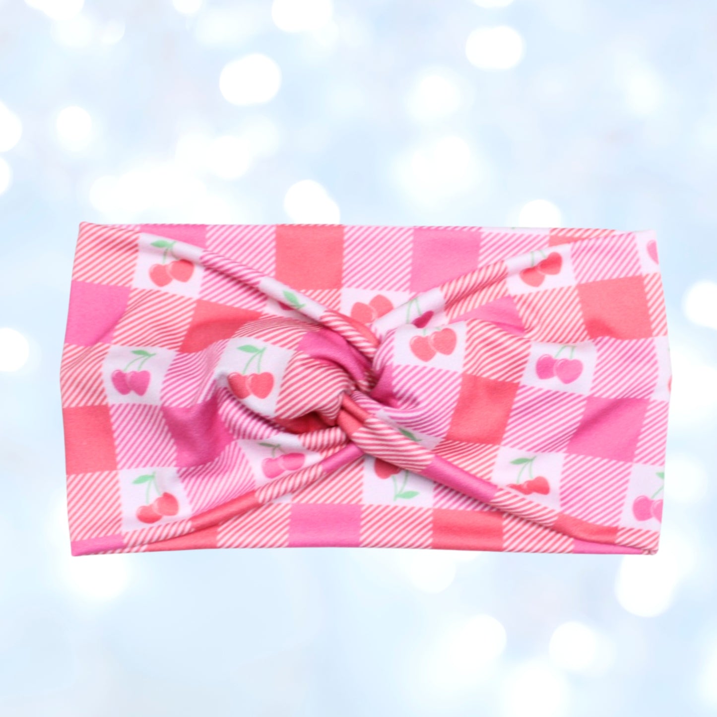Cherry Plaid Headband