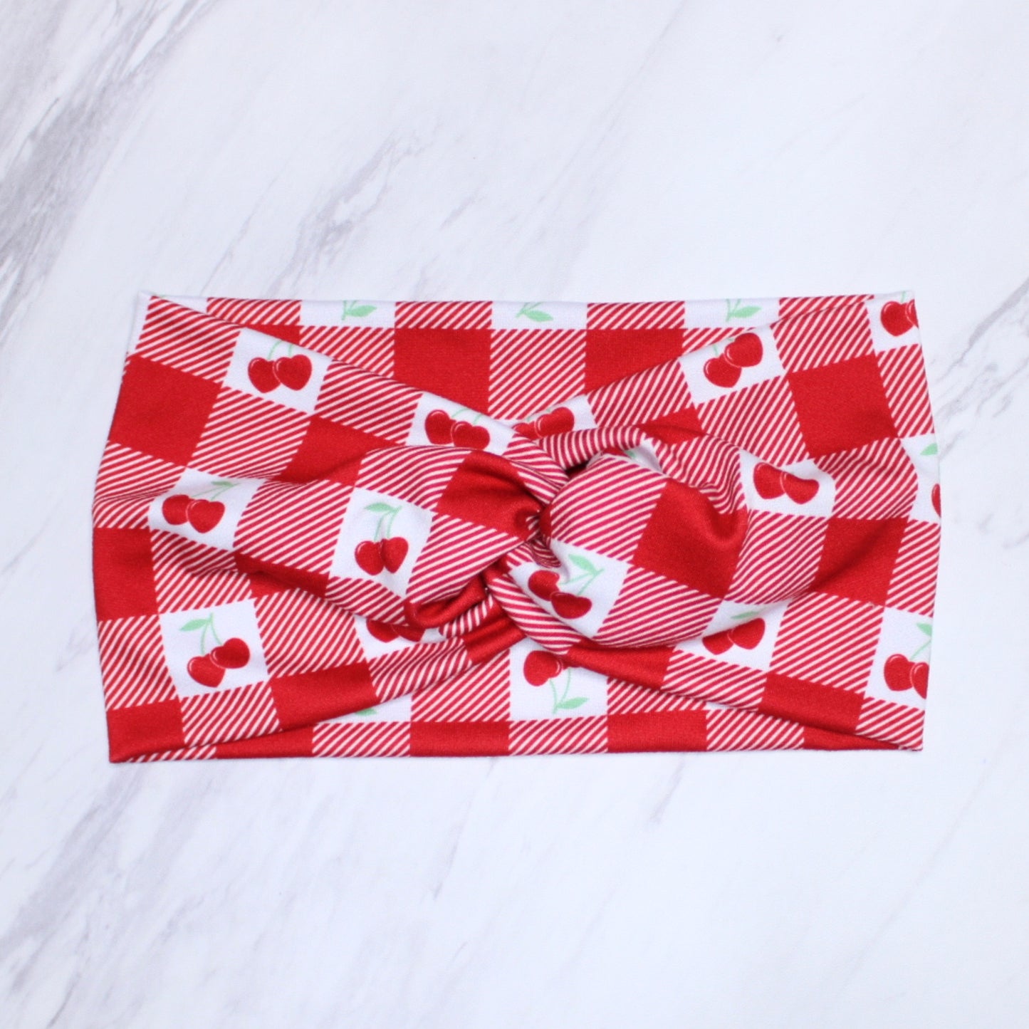 Cherry Plaid Headband