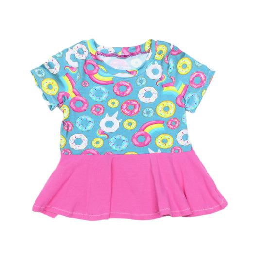 Toddler Girls Unicorn Donut Peplum Top