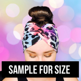 Wide Teal Flower Print Headband for Women