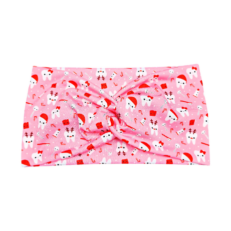 Wide Pink Christmas Kawaii Teeth Dental Assistant Headband for Women