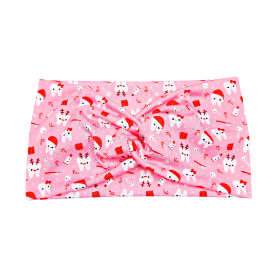 Wide Pink Christmas Dental Headband for Women