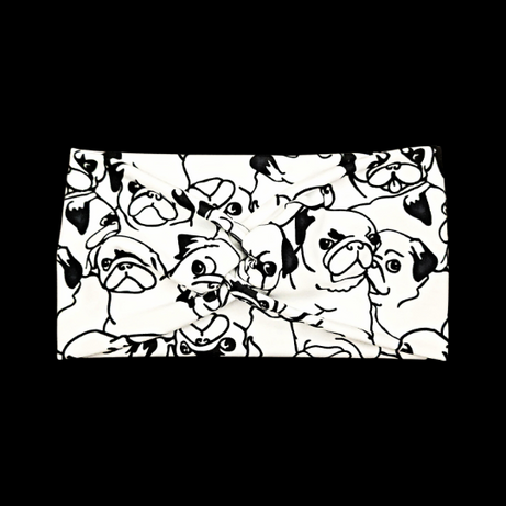 Wide Cartoon Pug Dog Faces Headband for Women