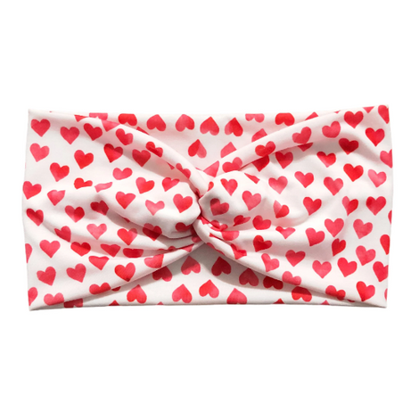 Wide Valentine's Day Watercolor Hearts Headband for Women