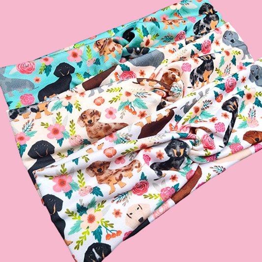 Floral Dachshund Dog Print Headband