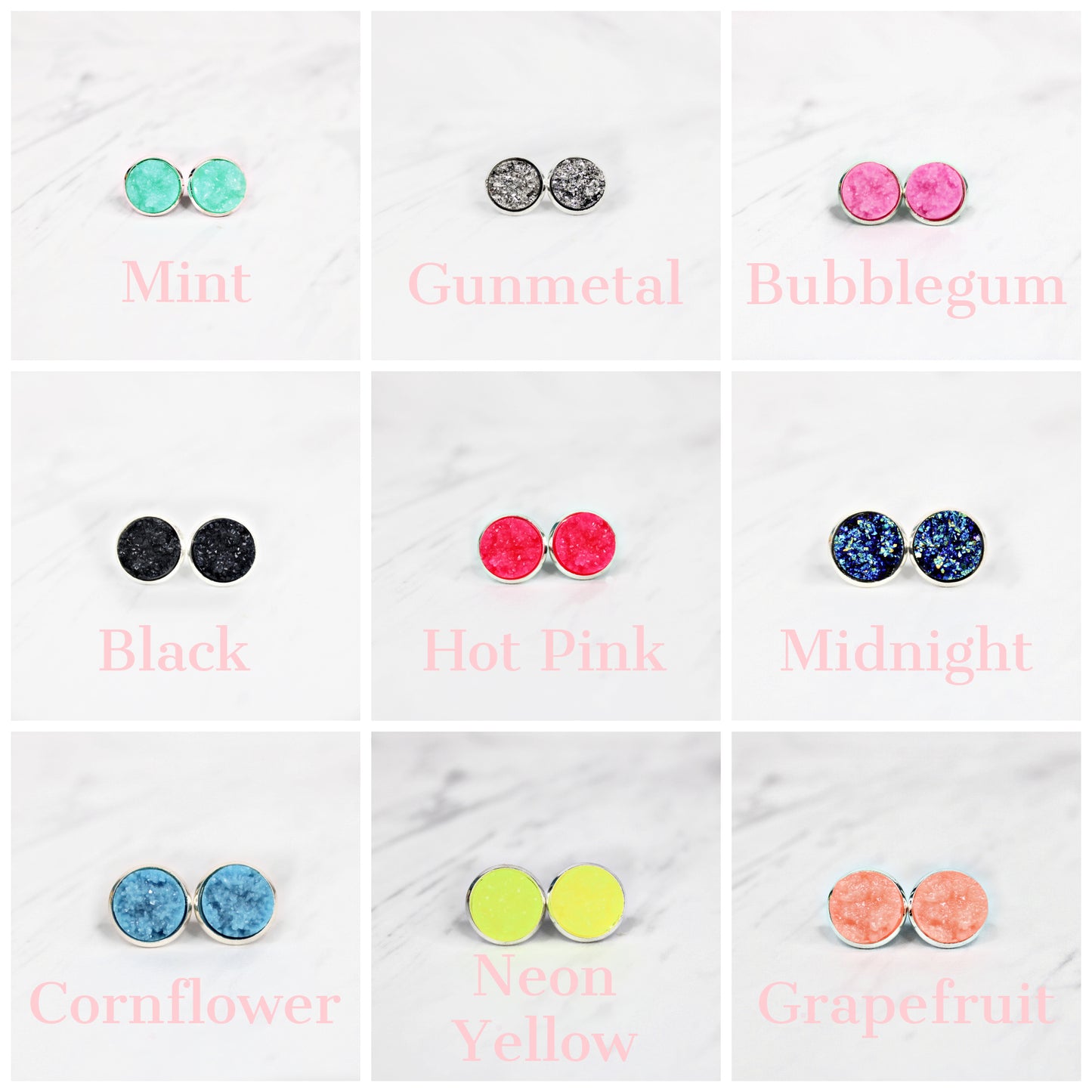 12mm Druzy Stud Earrings