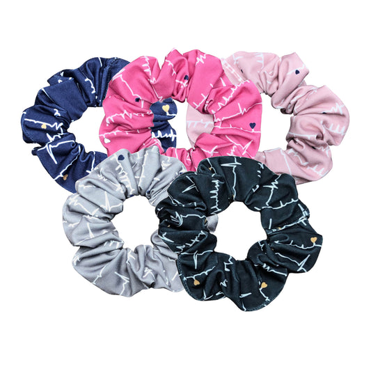 EKG Heartbeat Medical Print Nurse Scrunchie