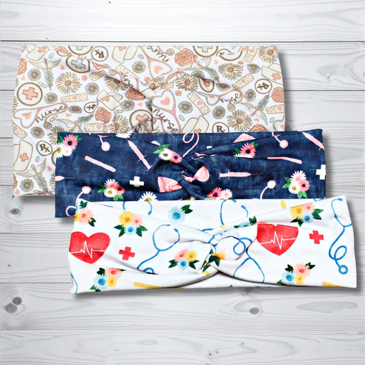 Floral Nurse Print Headbands