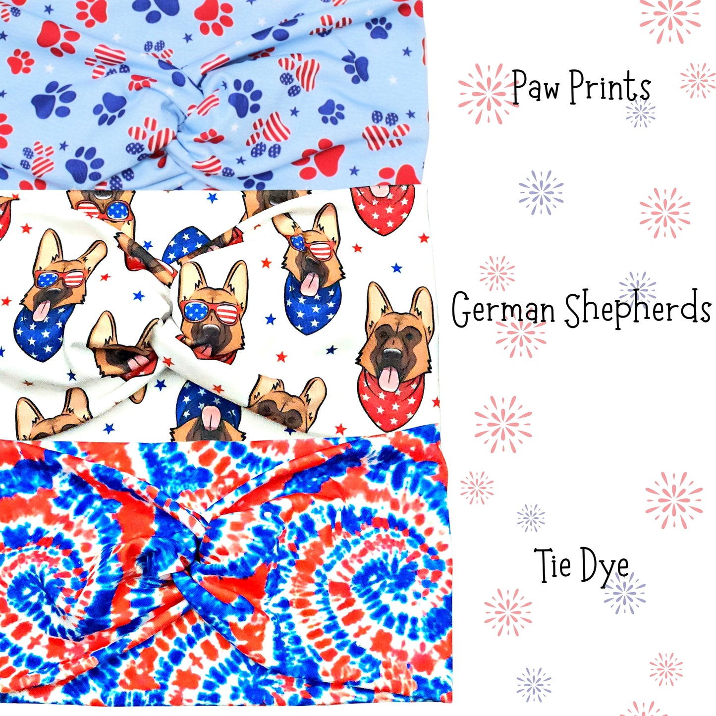 Wide 4th of July Stretchy Headbands