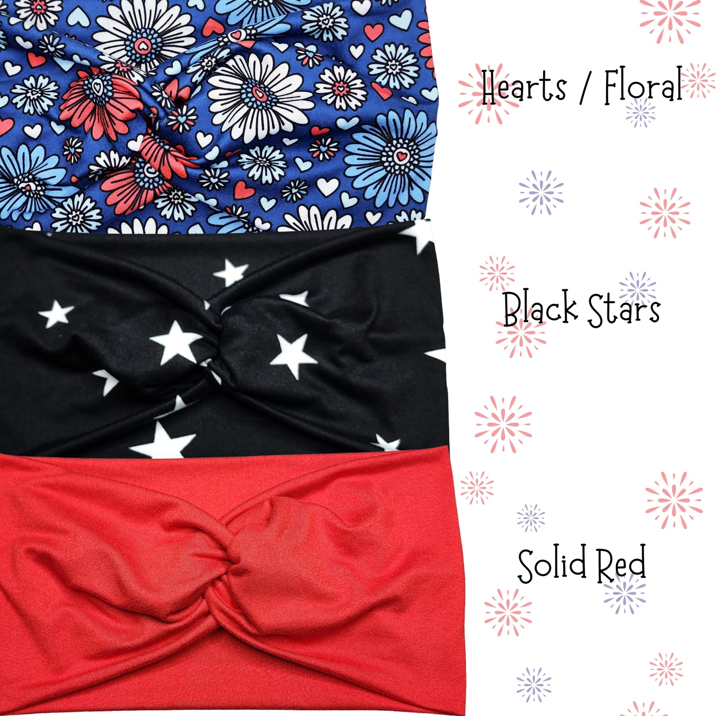 Wide 4th of July Stretchy Headbands