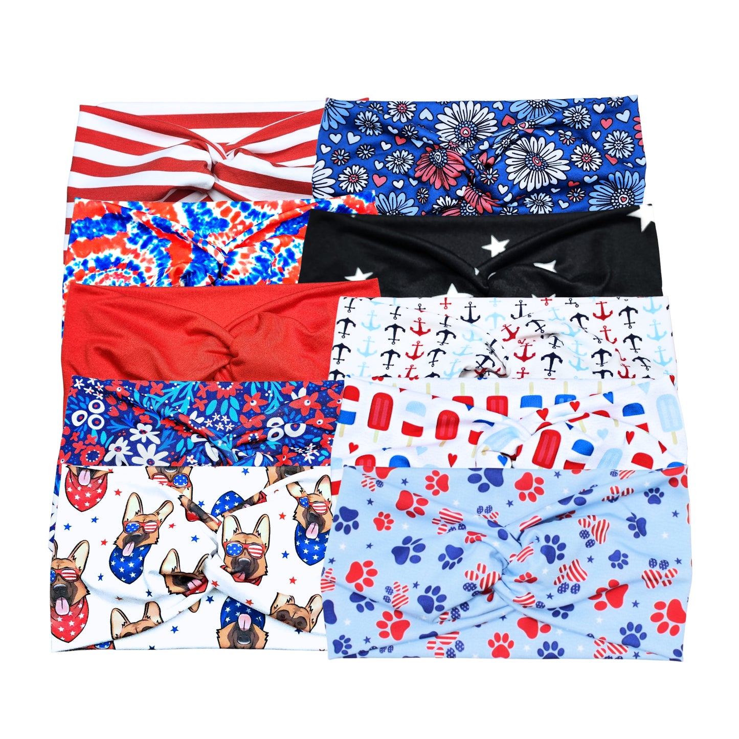 Wide 4th of July Stretchy Headbands