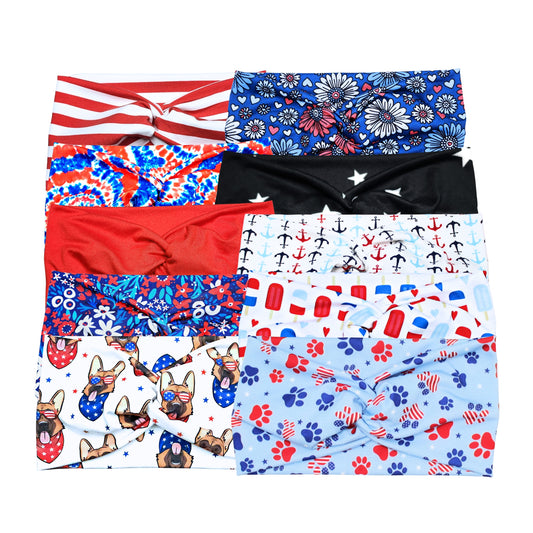 Wide 4th of July Stretchy Headbands